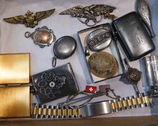 Sterling and Military collectibles, Zippo etc.