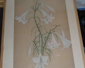Noted Composer and Hawaii painter Alf Hurum painting of lilies