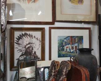 Early hand tinted etchings of Native Chiefs, western collectibles