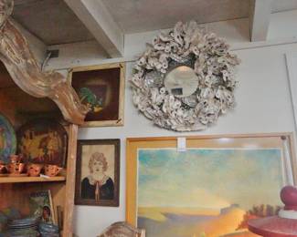Shell Art Mirror by Ilon Specht, paintings, portraits and lusterware