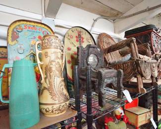 Vintage Toys, tramp art mirrored doll chairs