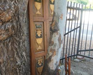 Carved wood panels with grape motif