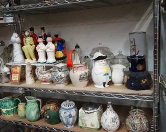 Majolica pitchers and figures