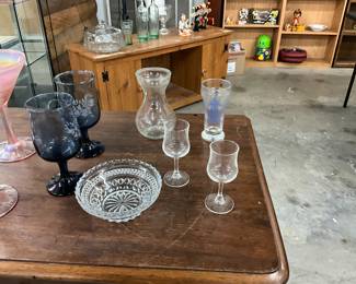 Pfaltzgraff Yorktowne Blue Stemmed Etched Goblets -