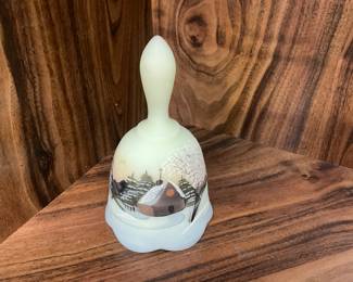Fenton Uranium Satin Custard Glass Bell