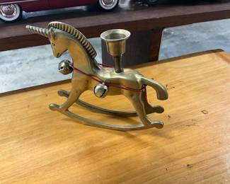 Brass Rocking Unicorn Taper Candle Holder