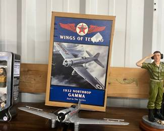 ERTL Wings of Texaco Die Cast Airplane Bank - USMC Crew Chief Statue