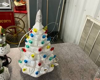White Ceramic Christmas Tree w/Lights