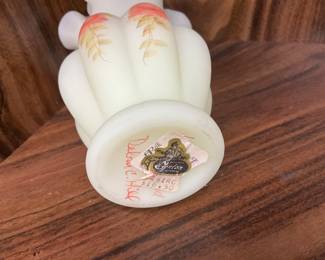 Fenton Uranium Satin Custard Glass Vase