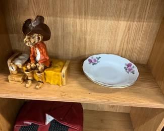 1984 Bill Vernon Shade Tree Creations Cowboy Figurine - Nanjing Pagoda Pink Roses China Bowls