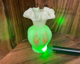 Fenton Uranium Satin Custard Glass Vase