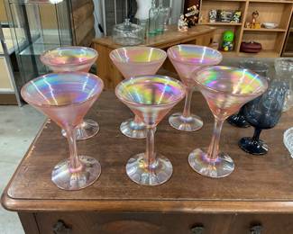Pink Iridescent Martini Glasses