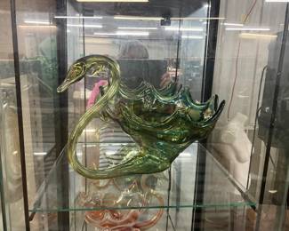 Hand Blown Art Glass Swan