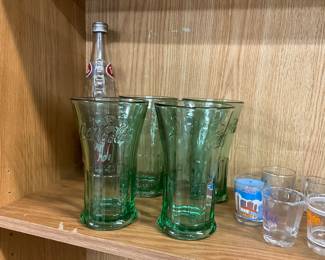 Libby Glass Co Coca Cola Green Flare Glasses