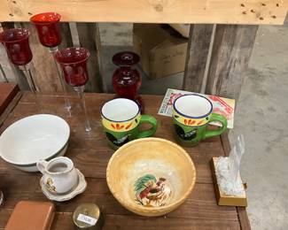 Pottery Rooster Mixing Bowl