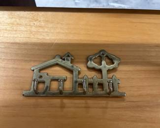 Brass School House Tree Fence Wall Key Holder