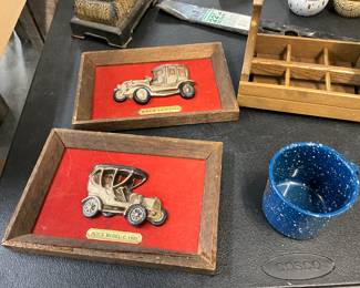 Framed Miniature Car Models - Enamelware Cup
