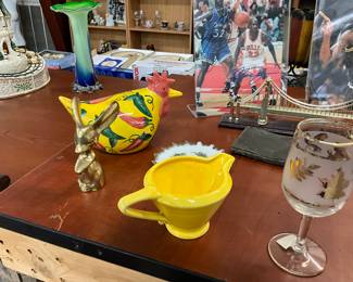 Yellow Creamer - Libby Gold Leaf Wine Glass