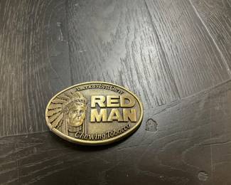 Red Man Chewing Tobacco Brass Belt Buckle