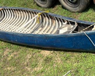 Antique, possibly 1920s Old Town canoe.