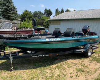 1991 Ranger Bass boat with a 150 Evinrude outboard motor.
This boat has been stored indoors its entire life! More pictures to follow once this boat is pulled out of storage, cleaned, tested, and detailed.