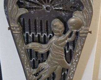 Vintage Peacock Metal Fireplace Screen