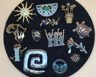 Vintage Pins Brooches One 10 Karat One Sterling Silver