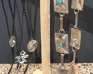 Native Americans Sterling Silver Concho Belt 3 Bolos