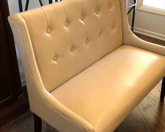 Pier 1 Vanilla Leather Bonded 2Seat Chair