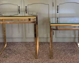 Beveled GlassGold Chome Table Set