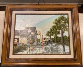 Americana Gas Station Serigraph Art by H. Hargrove Original