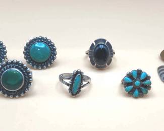 Native American Rings, Earrings Brooch