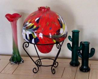 Blown Glass Oil Lamp, Vase Glass Cactus