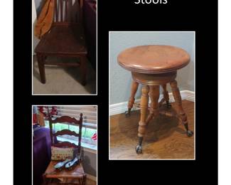 Library Chair, Piano Stool, Wicker Seat Chair