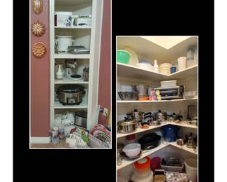 Pantry / Ninja Air Fryer / Pampered Chef / Sunbeam / Cuisinart / Vintage Tupperware / Vintage PYREX / Salad Master / William Sonoma / Revere Ware / Nordic Ware