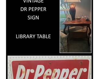 Vintage Dr. Pepper Sign / Library Table