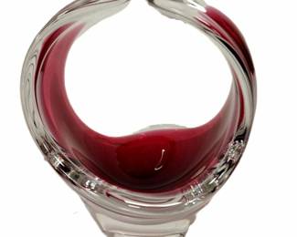 FLYGFORS ART GLASS BASKET VASE
