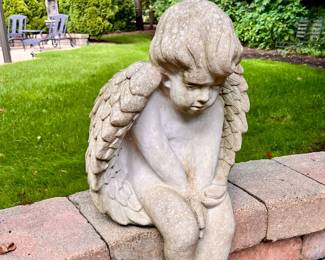 1 of 2 Large cement cherub
