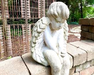 1 of 2 Large cement cherub