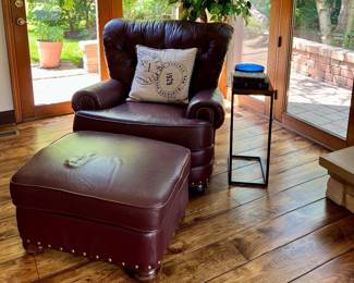 Leather chair & ottoman
