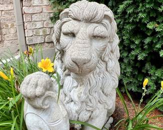 1 of 2 large cement, Lions