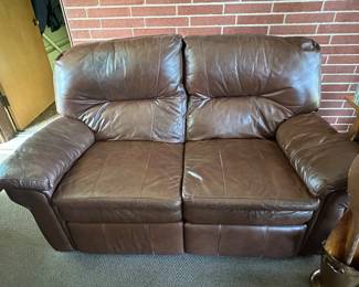Leather double reclining loveseat.....