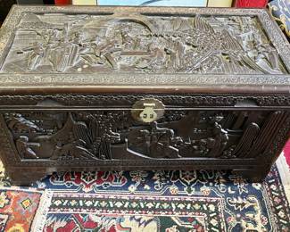 ELABORATELY CARVED ASIAN BLANKET CHEST