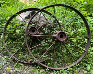 2 LARGE IRON WHEELS