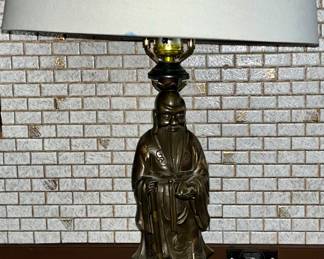 CHINESE BRONZE FIGURAL LAMP