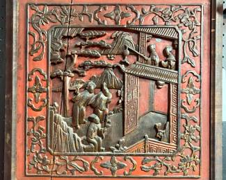 Antique carved Asian panel