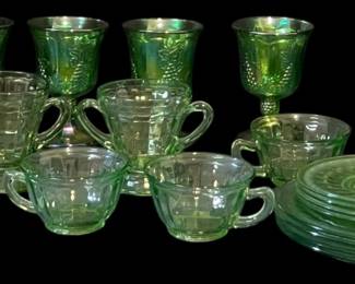 Green Depression Glass Carnival Glass