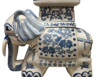 Blue and White Elephant Statue