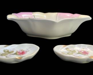 Elegant Vintage Porcelain Trio Hand Painted