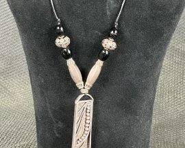 Sterling Silver Modern Design Necklace and Silvertone Beaded Bracelet